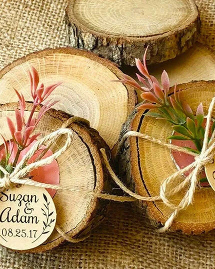 Personalized Rustic Oak Tealight Candle Holders - 15-Piece Celebration Set