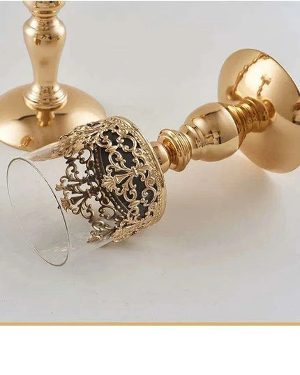 Elegant Glass and Iron Candle Holder with Luxurious Electroplated Finish