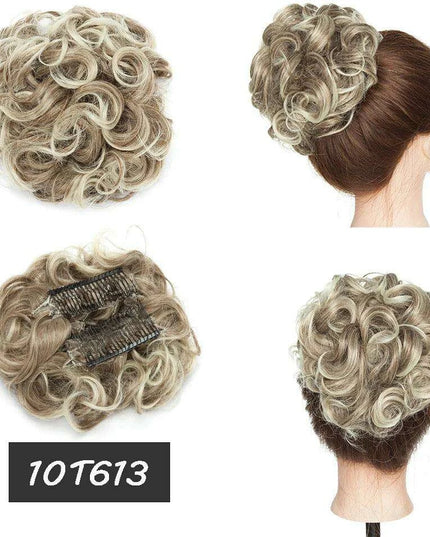 Elegant Ombre Curly Chignon Hairpiece with Comb - High Heat Resistant Women's Extension