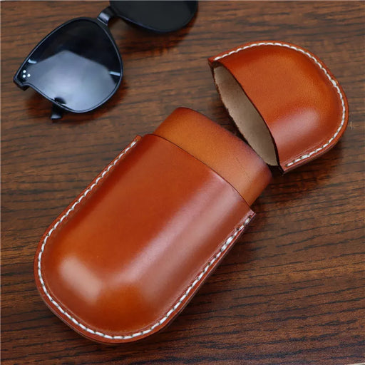 Leather Eyewear Protector for Fashionable Jetsetters - All-Encompassing, Timeless, Resilient