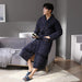 Plush Men's Tartan Kimono Robe - Soft Cotton Loungewear for Autumn & Winter Style, Breathable & Cozy