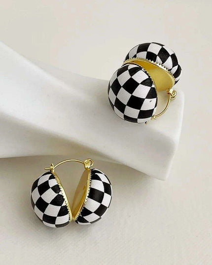Elegant Monochrome Button Earrings - Korean Fashion-Inspired Jewelry