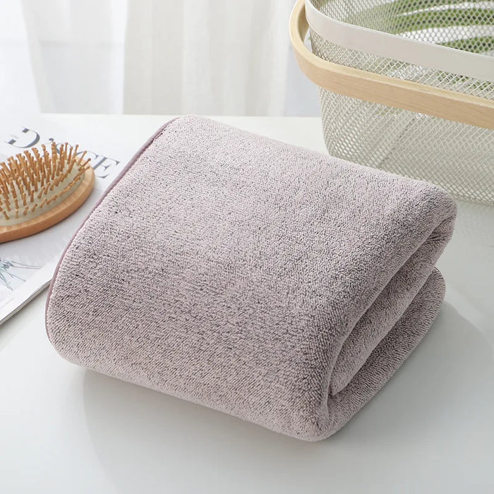Luxurious Bamboo Coral Fleece Towel Set with Striped Design - Premium Bath and Beach Towels