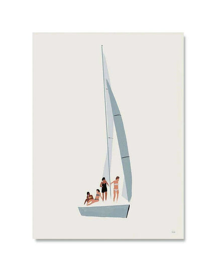 Serene Coastal Sailboat Canvas Art - Minimalist Nursery Decor for Calm Spaces