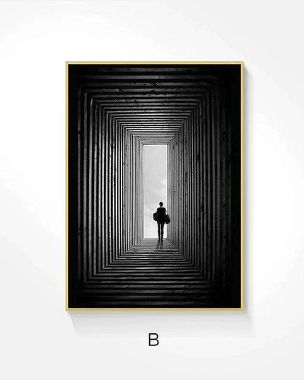 Sophisticated Nordic Monochrome Abstract Architectural Canvas - Exclusive Edition Charm