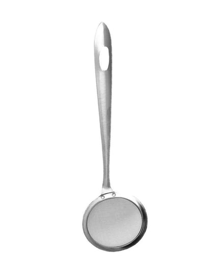Japanese Stainless Steel Fine Mesh Skimmer Ladle with Extended Handle for Safe Oil and Steam Handling