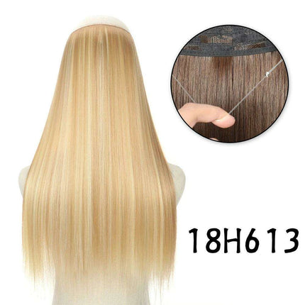 Blonde and Black Halo Hair Extensions for Effortless Volume and Length Boost