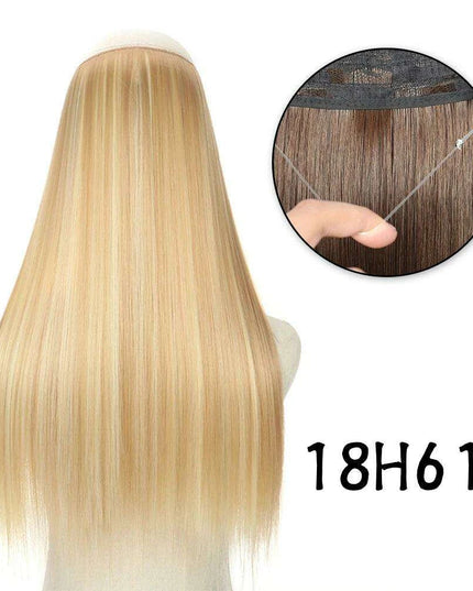 Blonde and Black Halo Hair Extensions for Effortless Volume and Length Boost