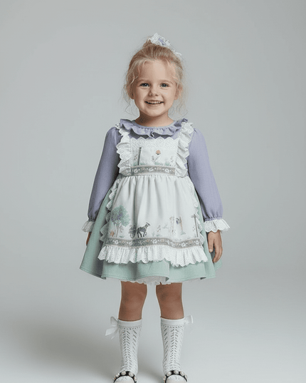 Enchanting 2PCS Vintage Lace Spanish Lolita Princess Dresses for Girls