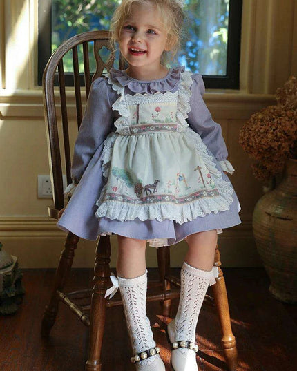 Enchanting 2PCS Vintage Lace Spanish Lolita Princess Dresses for Girls