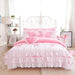 Elegant Korean Princess Pink Lace Bow Cotton Bedding Ensemble for a Stylish Sanctuary