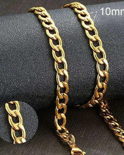 Sleek Urban Style: Men's Black and Gold Stainless Steel Link Necklace