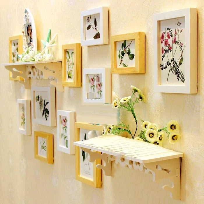 Modern White Wooden Photo Frame Set - 13 Pieces