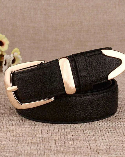 Chic Women's Leather Belt with Gold Buckle - Your Essential Style Upgrade