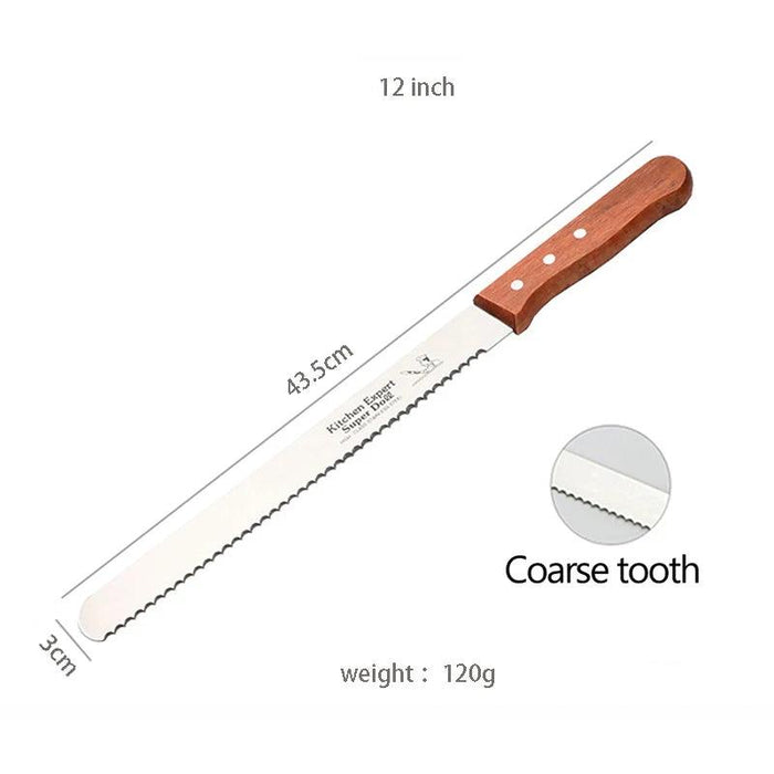 Gourmet Elegance: Premium Bread Knife Duo with Exquisite Wood Handles