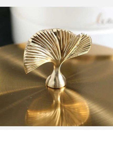 Elegant Ginkgo Leaf Ceramic Serving Tray with Stylish Metal Accents