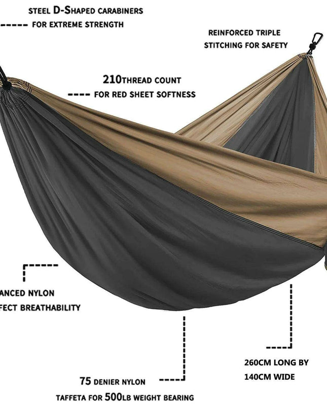 Zowee Ultimate Adventure Hammock Set with Tree Straps & Heavy-Duty Carabiners | Ultra-Durable Parachute Nylon