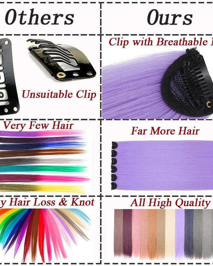 24" Colorful Ombre Clip-In Hair Extensions - Benehair Vibrant Synthetic Hairpiece
