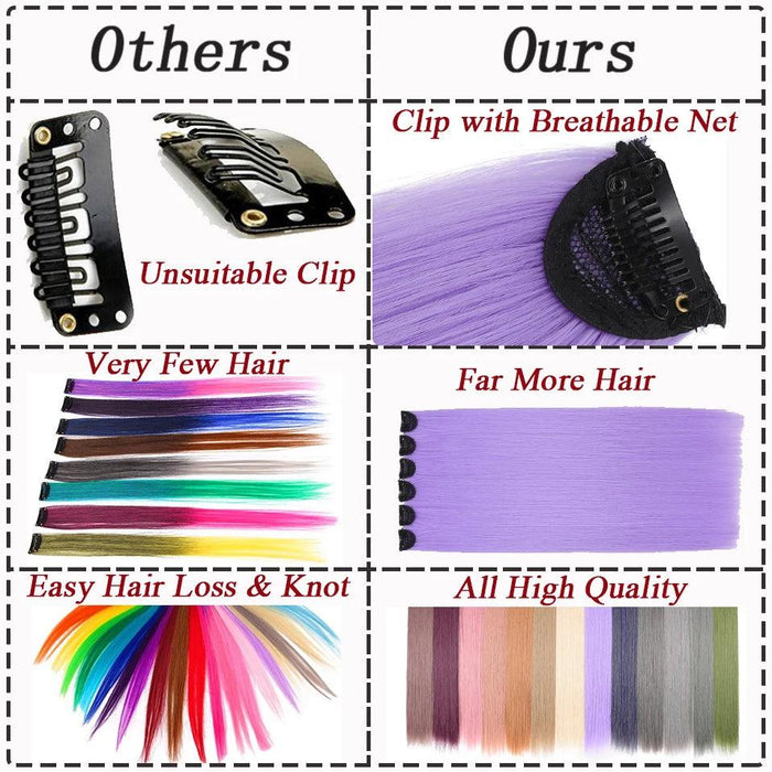 24" Colorful Ombre Clip-In Hair Extensions - Benehair Vibrant Synthetic Hairpiece