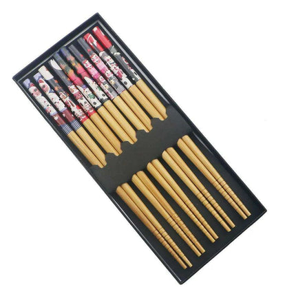 Elegant Handcrafted Bamboo Chopstick Set - 5 Pairs, 23.5cm Natural Wood for Sushi & Noodles