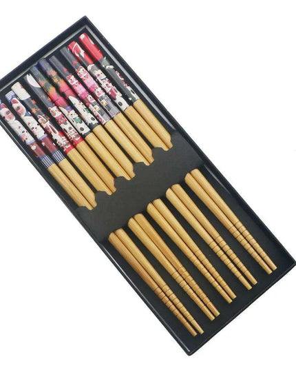 Elegant Handcrafted Bamboo Chopstick Set - 5 Pairs, 23.5cm Natural Wood for Sushi & Noodles