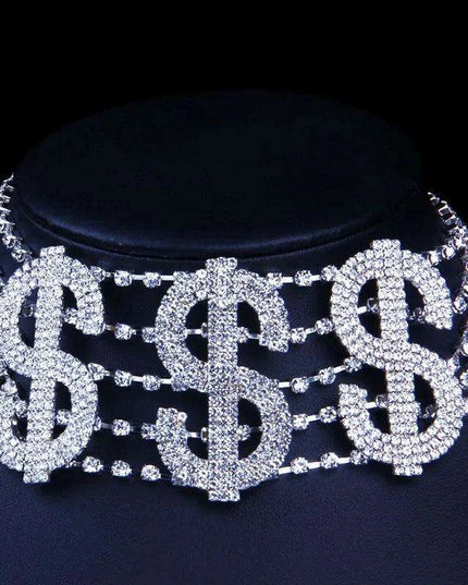 Glamorous Customized Rhinestone Choker - Oversized Crystal Wealth Design