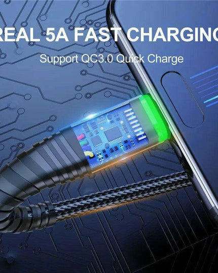 Lightning Speed 5A LED Micro USB Charging Cable - Stylish Data Sync with Illuminated Features