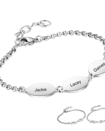 Personalized Engraved Oval Link Bracelets for Couples - Add 2 to 4 Names - Ideal Gift for Friends and Mothers