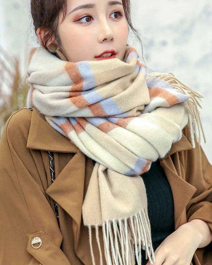 Chic Cashmere Plaid Wrap - Elegant Winter Neck Accessory