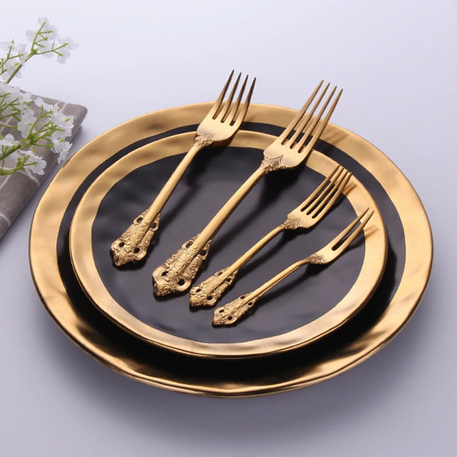 Gold Vintage Stainless Steel Cutlery, Individual Pieces | Très Elite
