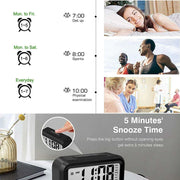 English Voice-Activated Alarm Clock with Temperature, Calendar, Snooze, and Backlight Features