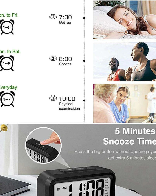 Digital Talking Alarm Clock with Temperature Display and Snooze Function for Kids