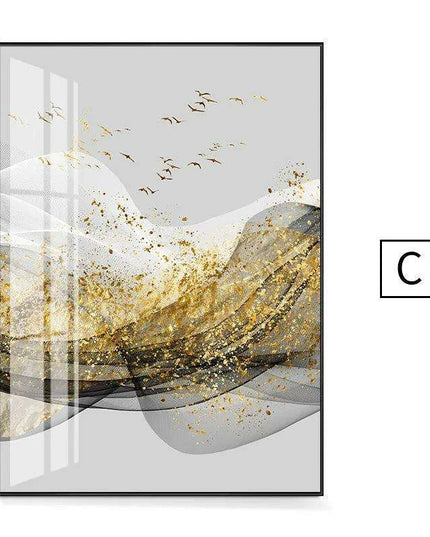 Opulent Golden Ribbon Landscape Canvas Art - Sophisticated Home Elegance