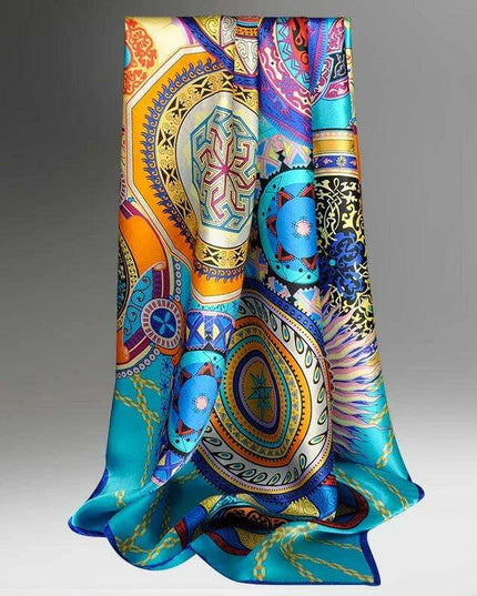 Chic Floral Silk Scarf - Luxurious 90x90cm Women's Neck Accessory