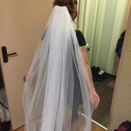 3 Meter Elegant Three-Layer Tulle Cathedral Veil with Metal Comb - Perfect Bridal Accessory