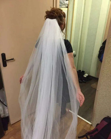 3 Meter Elegant Three-Layer Tulle Cathedral Veil with Metal Comb - Perfect Bridal Accessory