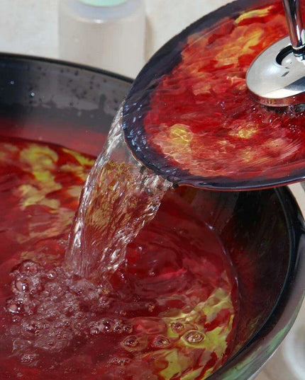 Contemporary European Glass Sink and Faucet Ensemble - A Luxurious Bathroom Statement