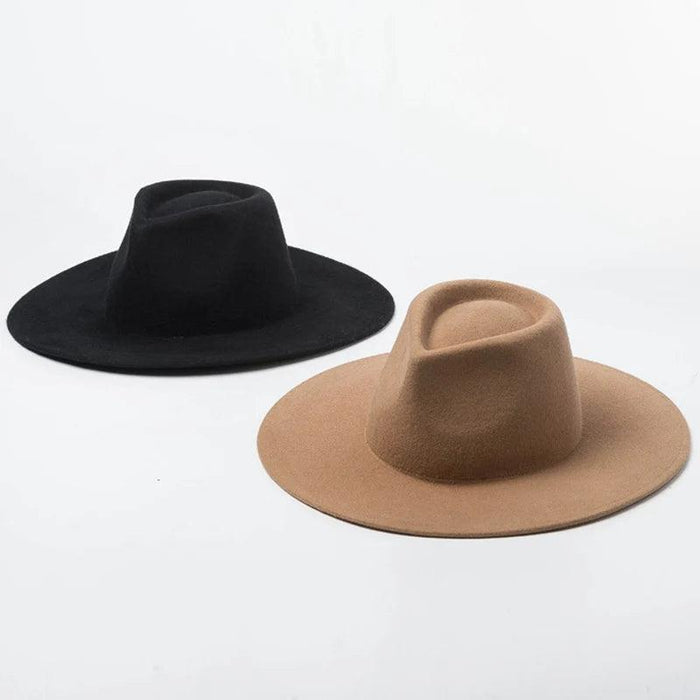 Chic Wide Brim Wool Felt Porkpie Fedora - Unisex Crushable Winter Hat for Formal Events, Parties, and Jazz Nights