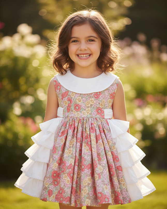 Whimsical Vintage Floral Ball Gown for Girls - Ideal for Summer Events