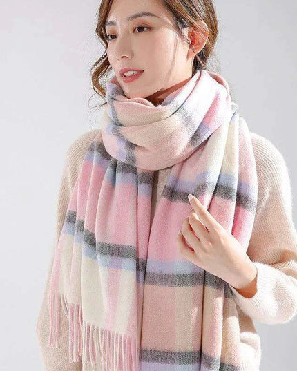 Chic Cashmere Plaid Wrap - Elegant Winter Neck Accessory