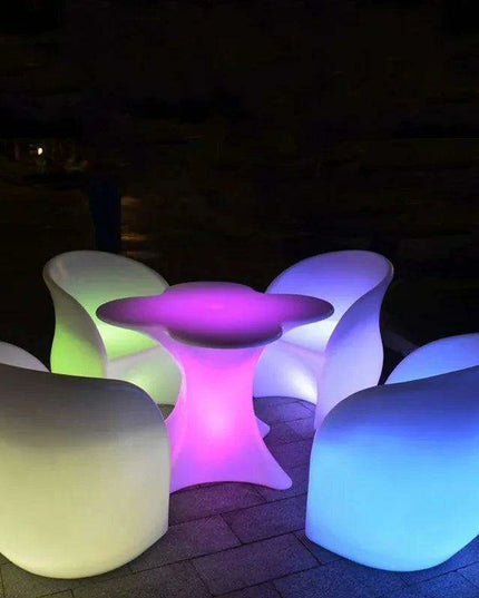 Glowing RGB LED Rechargeable Lounge Chair: Stylish Illuminated Armchair for Any Space