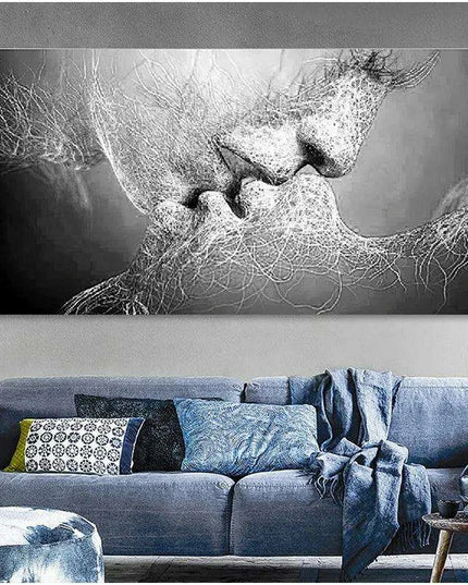 Elegant Monochrome Romance Canvas Artwork - Stylish Modern Wall Accent