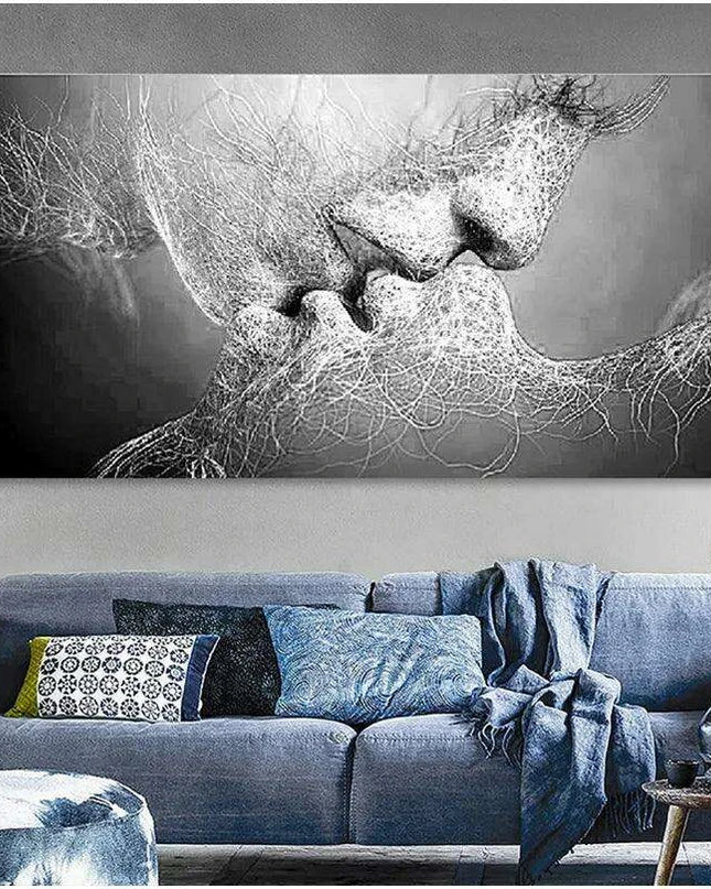 Elegant Monochrome Romance Canvas Artwork - Stylish Modern Wall Accent