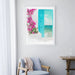 Tranquil Santorini Blue Gate Watercolor Canvas Art - Coastal Elegance for Your Home