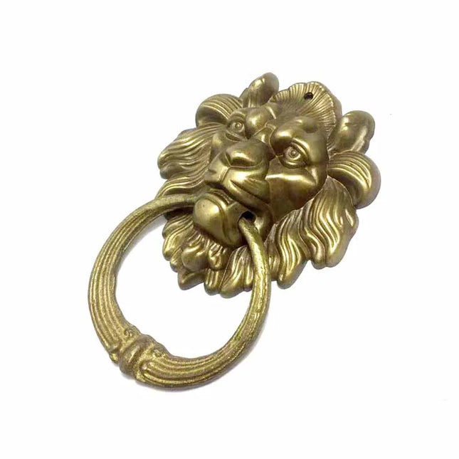 Vintage Brass Lion Head Door Knocker — Bronze & Copper, Screws Included