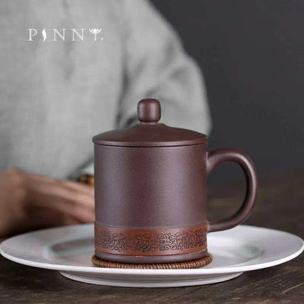 Handcrafted 400ML Yixing Purple Clay Tea Cup Set - Elegant Chinese Mugs for Home and Travel