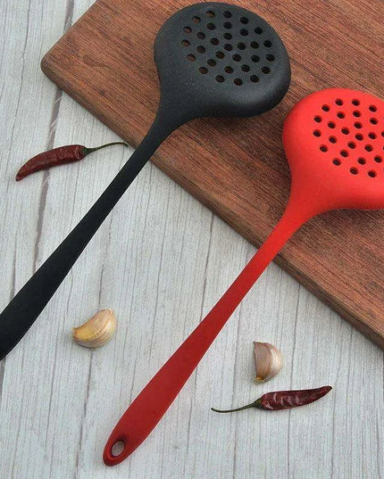 Silicone Kitchen Strainer with Long Handle - Heat Resistant Cooking Drainer