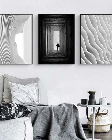Sophisticated Nordic Monochrome Abstract Architectural Canvas - Exclusive Edition Charm