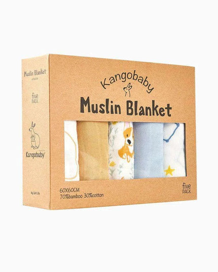 Kangobaby Luxurious 5-Piece Baby Blanket Set - Soft Bamboo Cotton Comfort for Your Baby