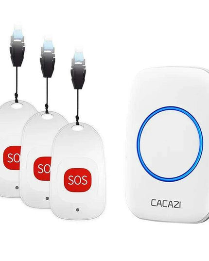 Smart Home Wireless Doorbell System with Emergency SOS Feature, 80M Range, Multi-Receiver Compatibility, and Custom Ringtone Options
